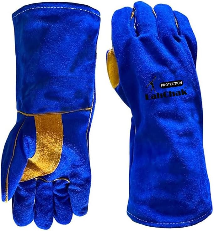 Photo 1 of LahChak Welding Gloves, Long Sleeve 15.5 Inches, Heat & Flame Resistant Cowhide Protection Gloves, Welding Work Gloves, Gardening Gloves 
