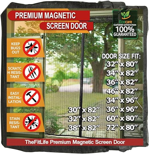 Photo 1 of  Magnetic Screen Door - Heavy Duty Mesh with Full Frame Hook and Loop Powerful Magnets That Snap Shut Automatically