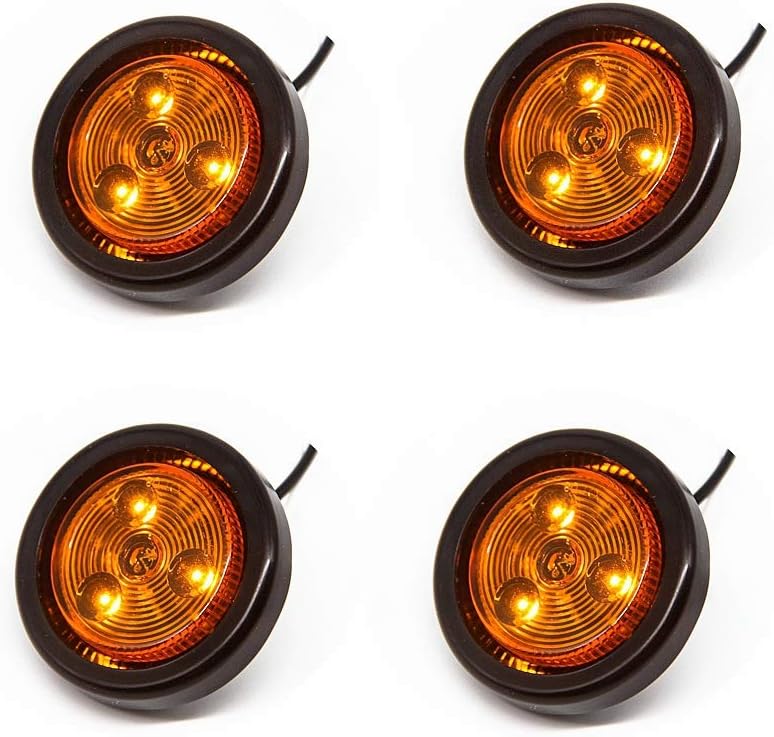 Photo 1 of 2.5" Round Truck Side Light Amber 13 LED Trailer Side Marker Lights Sealed Trucks Lamps Side Clearance Light for Boat RV Camper Trailer Truck?Amber,4 Pcs? yellow