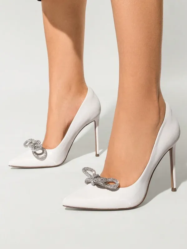Photo 1 of Women Fashion Pointed Toe Stilleto Heels Dress Pumps Pearls Crystal Rhinestone