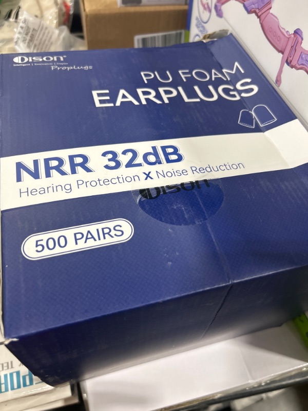 Photo 2 of 500Pairs Foam Earplugs, 32dB Disposable Noise Reduction Ear Plugs, Hearing Protection Bulk Ear Plugs for Shooting Range, Work, Travel,Concert 1 Count (Pack of 500) Blue