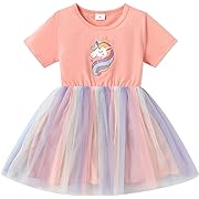 Photo 1 of PATPAT Toddler Girl Unicorn Print Dress Toddler Mesh Splice Dresses SIZE 4-5Y