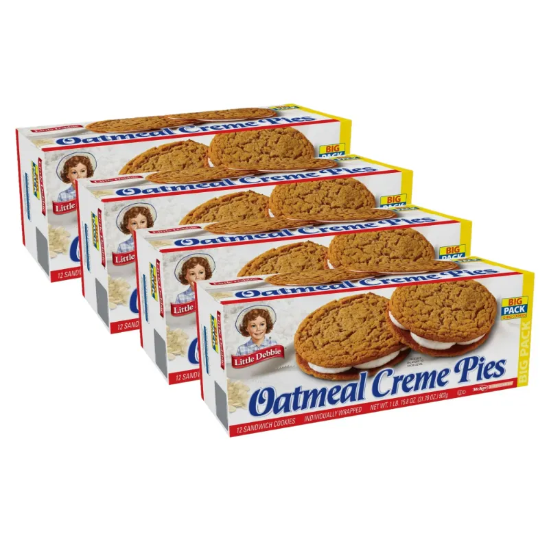 Photo 1 of Little Debbie Oatmeal Creme Pies, 4 Big Pack Boxes, 48 Individually Wrapped Sandwich Cookies BEST BY JUNE 04 2024
