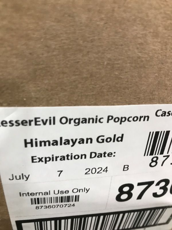 Photo 1 of LesserEvil Himalayan Gold Salt Organic Popcorn, Premium Quality, Minimally Processed, No Vegetable Oil, 0.88 oz (Pack of 12) Himalayan Gold 0.88 oz (Pack of 12)