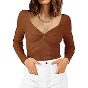 Photo 1 of LILLUSORY Women's Sweater Trendy Long Sleeve Tops Going Out Fall Y2k Pullover Outfits Clothes Caramel SIZE S 