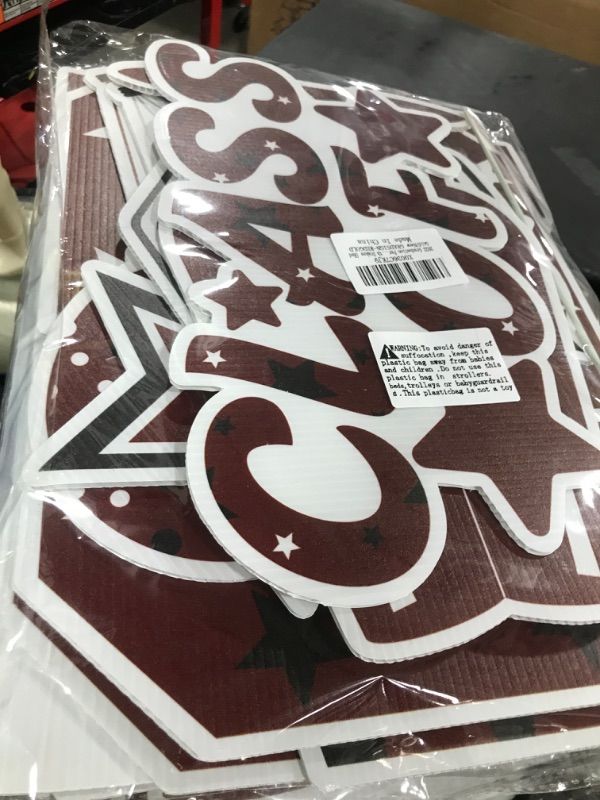 Photo 1 of 14 Pcs Maroon Graduation Decorations Class of 2024 Graduation Yard Signs Large 16 Inch Grad Yard Decor for Graduation Party