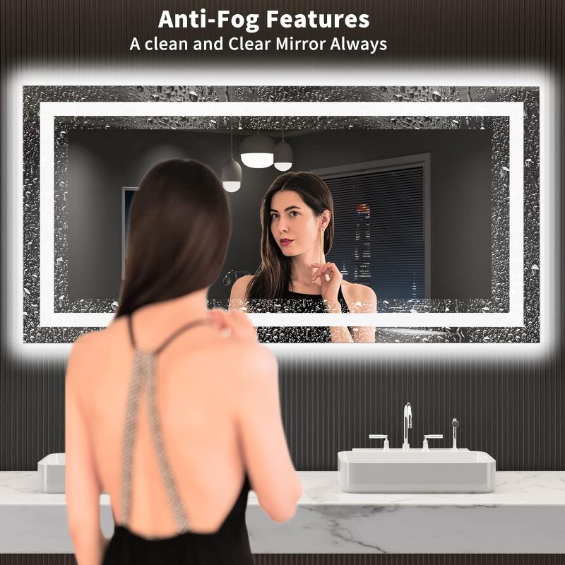 Photo 1 of 30" x 60" led wall mirror LED Bathroom Mirror with Lights, Anti-Fog, Dimmable,