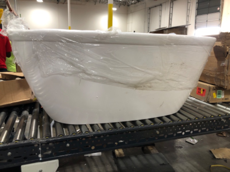 Photo 2 of  59" White A Acrylic Freestanding Bathtub Contemporary Soaking Tub
