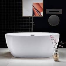 Photo 1 of  59" White A Acrylic Freestanding Bathtub Contemporary Soaking Tub