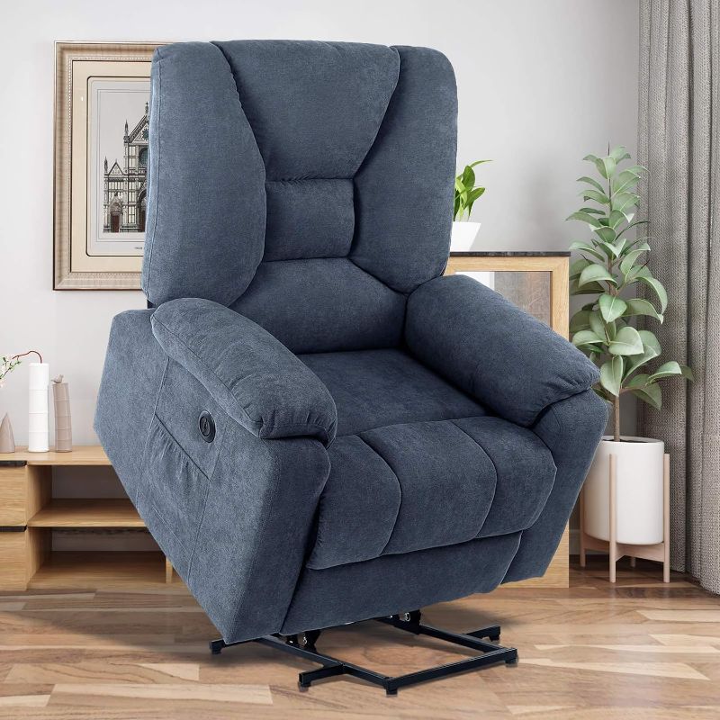 Photo 1 of Power Lift Recliner Chair with Massage and Heat for Elderly, Microfiber Fabric Electric Lift Recliner Chairs for Seniors Home Living Room, Side Pockets,USB Port,Remote Control, Midnight Blue--- box 1 of 3
