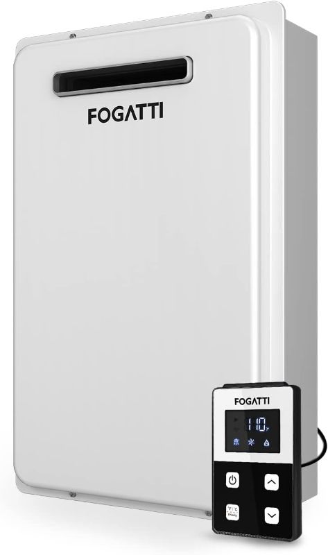 Photo 1 of Propane Gas Tankless Water Heater, FOGATTI Outdoor 5.1 GPM, 120,000 BTU White Instant Hot Water Heater, InstaGas Classic 120S Series Propane 5.1GPM 120,000BTU