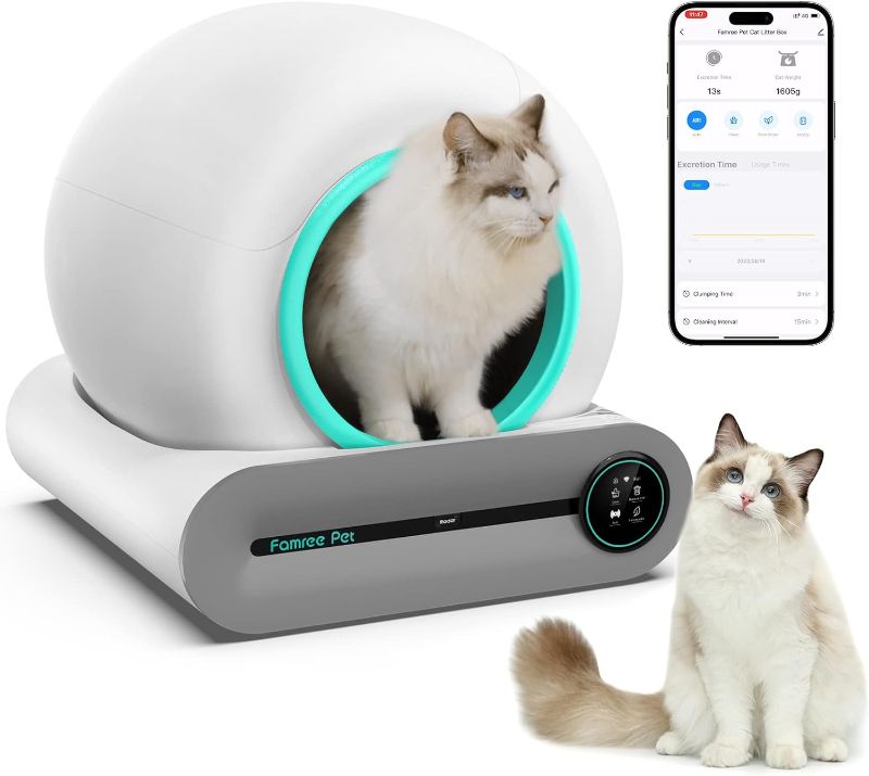 Photo 1 of Famree Pet Smart Self-Cleaning Cat Litter Box, Automatic Cat Litter Cleaning Robot with 65L+9L Large Capacity