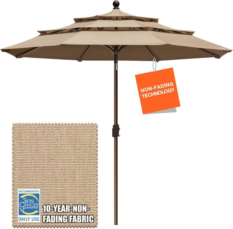 Photo 1 of EliteShade USA Sunumbrella 9Ft 3 Tiers Market Umbrella Patio Umbrella Outdoor Table Umbrella with Ventilation