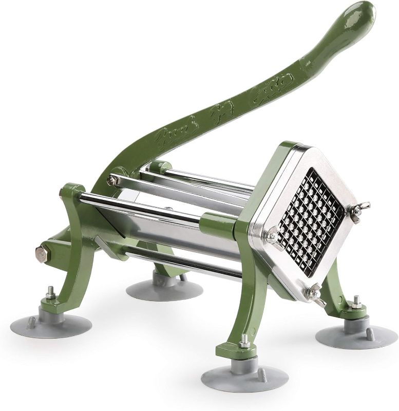 Photo 1 of New Star Foodservice 42306 Commercial Grade French Fry Cutter with Suction Feet, 3/8", Green
