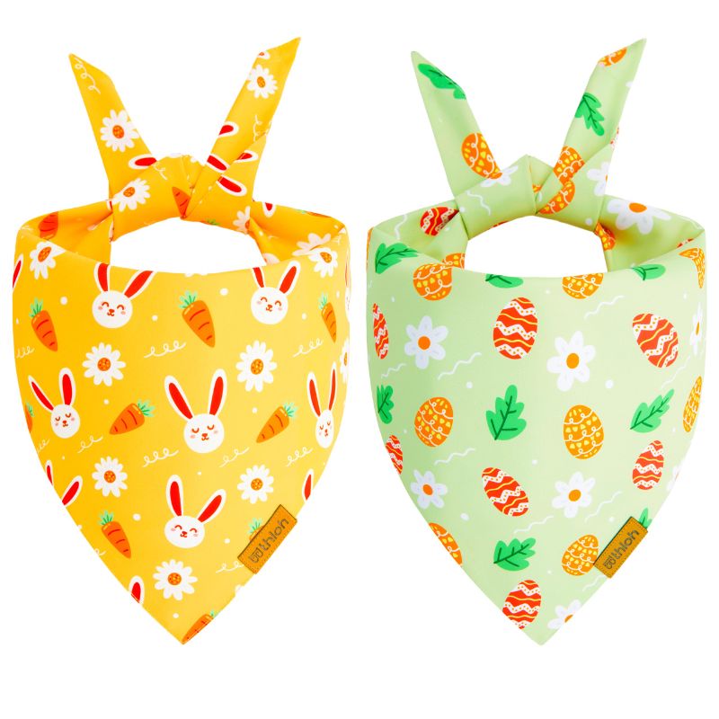 Photo 1 of Dog Bandanas 2 Pack - Pet Scarf for Boy and Girl, Spring Pet Accessory, Reversible Medium and Large Dogs (Large) 