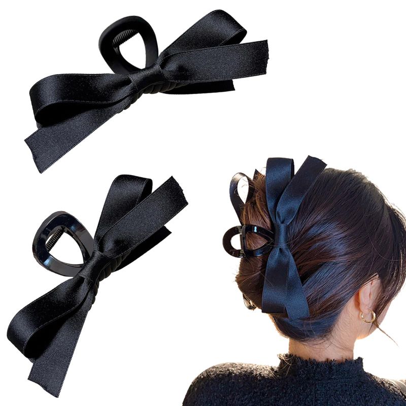Photo 1 of Bow-Knot Hair Clips and Barrettes for Women - Nonslip Claws and Clamps for Thick and Thin Hair Black