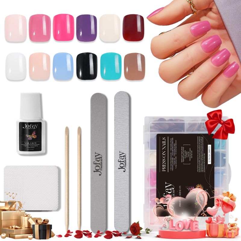 Photo 1 of Soft Gel Nail Tips - Press On Nails Short Square Gel Acrylic Gel Nails Tips kit, Glue On Nails Set (Classic Short Nails,288PCS)