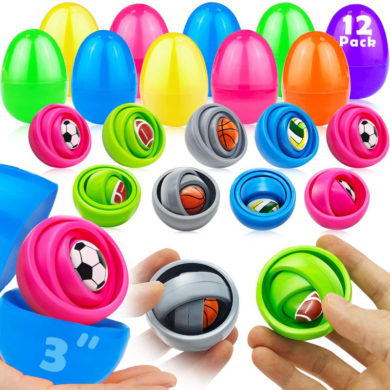 Photo 1 of iGeeKid 12 Pack Easter Eggs Filled 360 Degree Rotating Finger Spinning Fidget, Stress Relief Toys