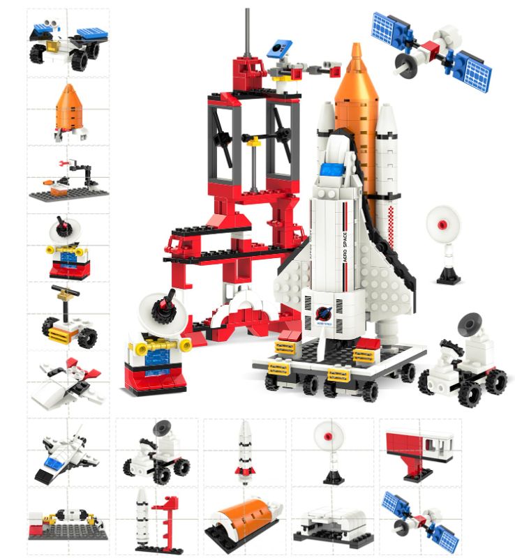 Photo 1 of 16 in 1 Space Rocket Launch Center Building Toy Set, STEM-Inspired Space Toy with Rocket