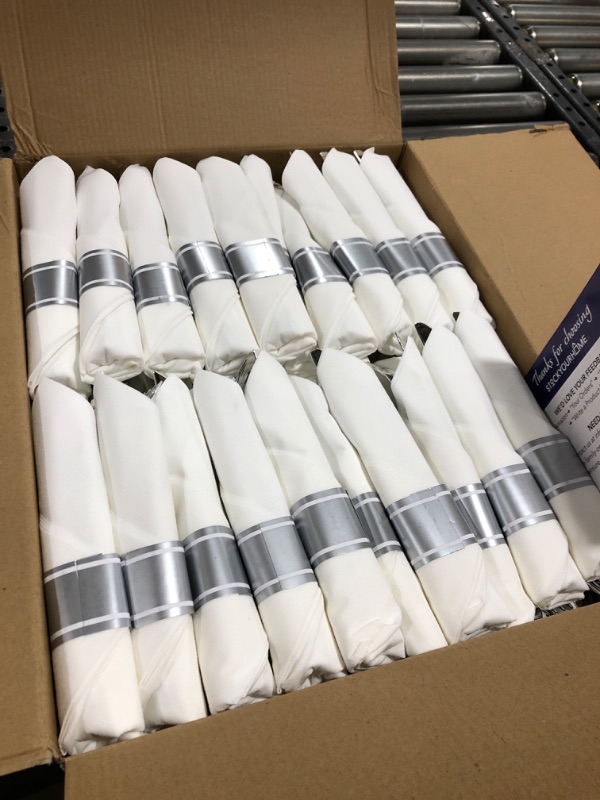 Photo 2 of 100 Pack Pre Rolled Silver Plastic Cutlery Set