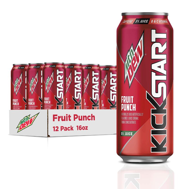 Photo 1 of 12 pc Mountain Dew Kickstart, Fruit Punch, 92mg Caffeine