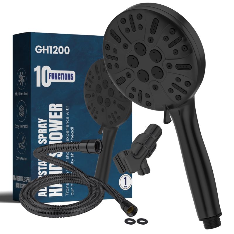 Photo 1 of 10 Modes Shower Heads with Handheld Spray Combo, Built-in Shower Filter, Shower Head with Hose & Bracket