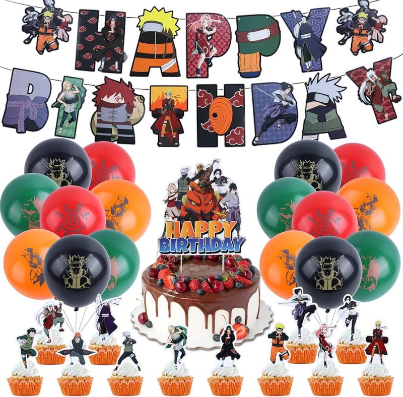 Photo 1 of Naruto Birthday Decoration, Helium Balloon, Cake Decorations, Themed Birthday Party Decorations