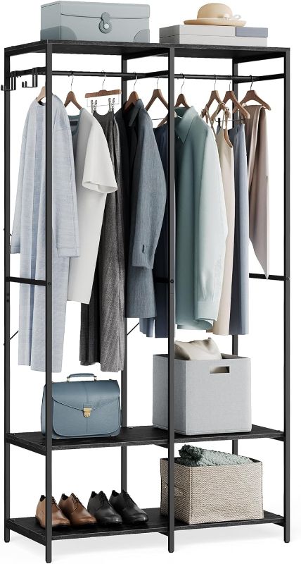 Photo 1 of SONGMICS -Clothes Racks, Freestanding Closet Organizer, Heavy-Duty Garment Rack, with Hanging Rods, Storage Shelves, Removable Hooks, Ebony Black