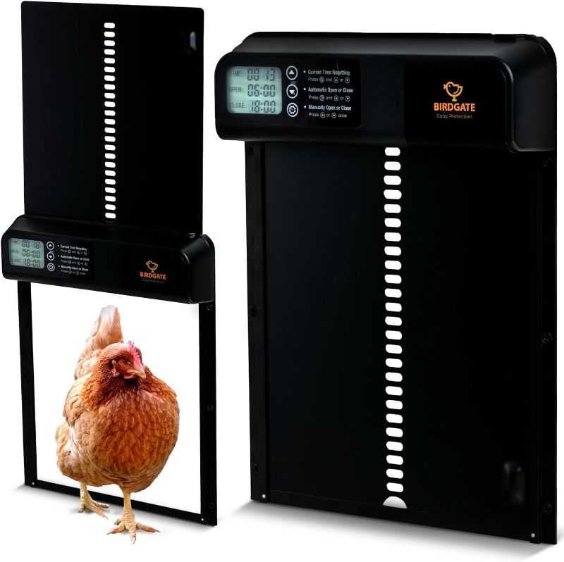 Photo 1 of BIRDGATE COOP PROTECTION Automatic Chicken Coop Door Battery Powered-Long-Lasting Timer Operated Automatic Chicken Door-Easy to Set Up with Screws and Screwdriver Included-Crafted from Sturdy Aluminum
