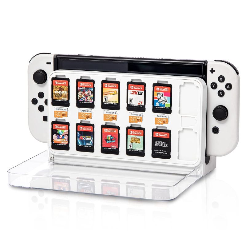 Photo 1 of ECHZOVE Premium Game Card Case for Switch OLED, Switch Card Case Cartridge Game Card Display Cabinet Box, Crystal Clear Game Cartridge Holder Fit Switch OLED Charging Station (10 Slots)