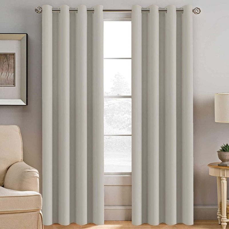 Photo 1 of H.VERSAILTEX Ivory Curtains for Bedroom Window Treatment Blackout Thermal Insulated Room Darkening Solid Grommet Curtains/Drapes for Living Room (Set of 2 Panels, 52 by 84 Inch Long, Ivory/Cream)
