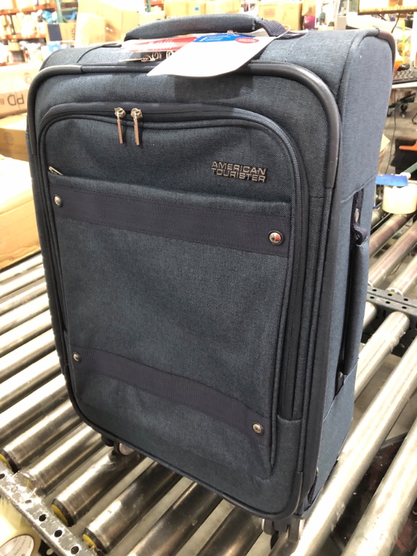 Photo 2 of AMERICAN TOURISTER Whim Softside Expandable Luggage with Spinners, Navy Blue, Carry On Carry On Navy Blue