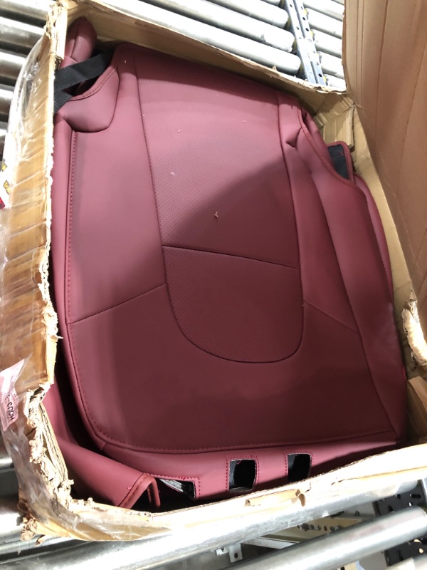 Photo 2 of RuiYue Carry Fit Tesla Model Y Car Seat Cover, Nappa Leather Seats Protector, Full Surround OEM Style Customized Interior Accessories for 2019 2020 2021 2022 2023 (Wine Red) Wine Red Model Y ( Full Surround )