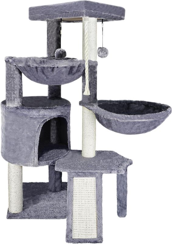 Photo 1 of Xin Three Layer Cat Tree with Cat Condo and Two Hammocks,Grey
