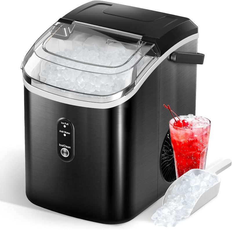 Photo 1 of Nugget Ice Maker Countertop, FREE VILLAGE Pebble Ice Maker Machine, 33Lbs/Day, Self-Cleaning & Quiet, Portable Ice Machine with 1.2Qt Water Reservoir, Ice Scoop and Basket for Home Office Party RV
