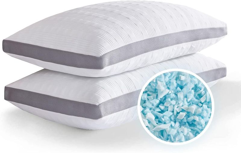 Photo 1 of Meoflaw Cooling Pillows King Size Set of 2,Shredded Memory Foam Bed Pillows for Sleeping, Supportive King Pillows for Back & Side Sleepers,Adjustable 2 Pillows King Size with Removable Cover
