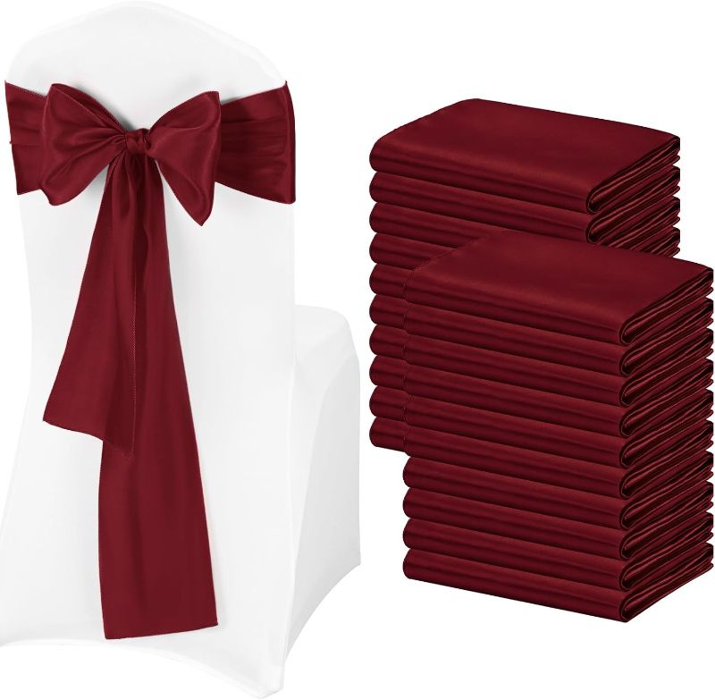 Photo 1 of Satin Chair Sashes Ties, Burgundy Satin Chair Sashes Bows Chair Cover Back Tie Supplies for Wedding Reception Events Banquets Party, Hotel Event, Chairs Decoration
Visit the Pesonlook Store