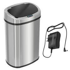 Photo 1 of 13 Gal. Oval Stainless Steel Automatic Sensor Kitchen Trash Can with Power Adapter
