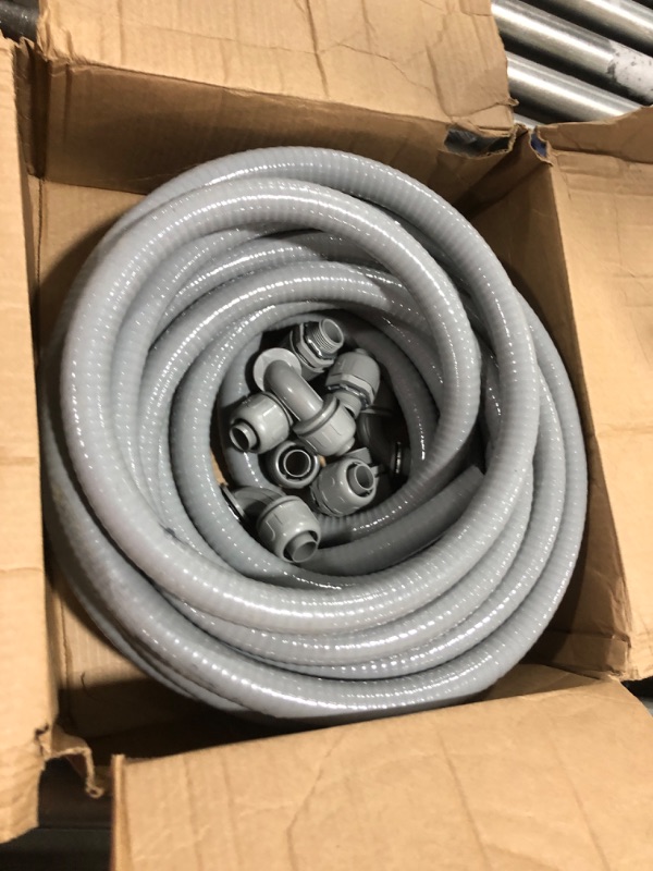 Photo 2 of Feotech Liquid-Tight Conduit and Connector Kit - 3/4 Inch 50 FT Non Metallic Liquid Tight Electrical Conduit with 5 Straight and 5 Angle Fittings 3/4inch 50 Ft
