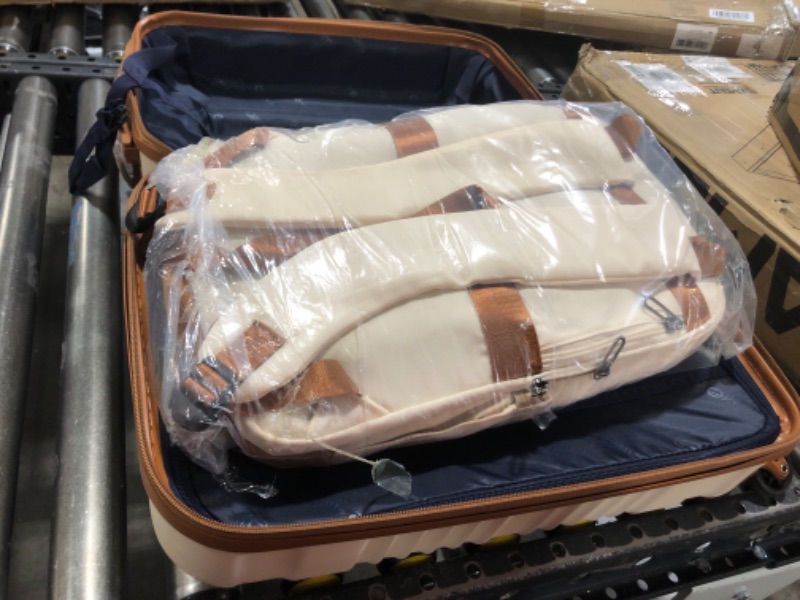 Photo 2 of Coolife Suitcase Set 3 Piece Luggage Set Carry On Travel Luggage TSA Lock Spinner Wheels Hardshell Lightweight Luggage Set(White, 3 piece set (BP/TB/20))
