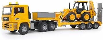 Photo 1 of Bruder Toys MAN TGA Low Loader Truck with JCB Backhoe Loader
