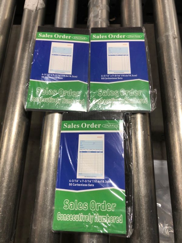 Photo 1 of (3 Pack) Adams Sales Order Books, 2-Part, Carbonless, White/Canary, 4-3/16" x 7-3/16", Bound Wraparound Cover, 50 Sets per Book