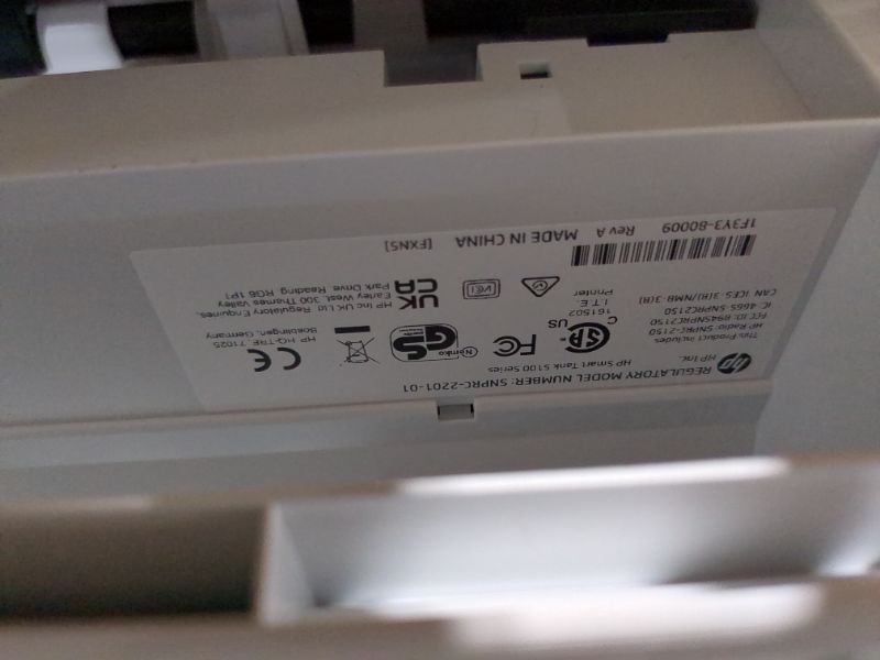 Photo 4 of FOR PARTS ONLY --- HP Smart-Tank 5101 Wireless All-in-One Ink-Tank Printer with up to 2 Years of Ink Included (1F3Y0A),White