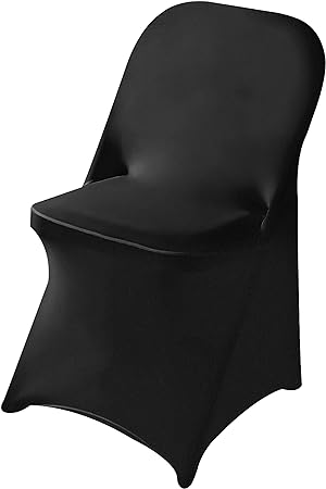 Photo 1 of 36 Pack Black Stretch Fitted Spandex Folding Chair Cover for Wedding Party Dining Banquet Event
