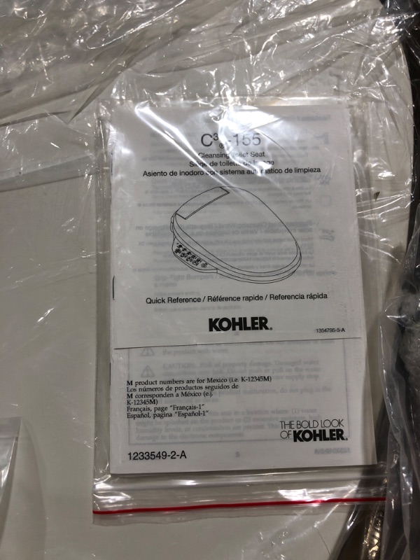Photo 4 of KOHLER K-8298-96 C3 155 Elongated Warm Water Bidet Toilet Seat, Biscuit with Quiet-Close Lid and Seat, Automatic Deodorization