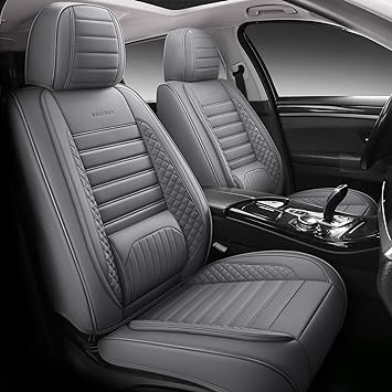 Photo 1 of HAITOUR Full Coverage Leather Car Seat Covers Full Set Universal Fit for Most Cars Sedans Trucks SUVs with Waterproo (Grey)