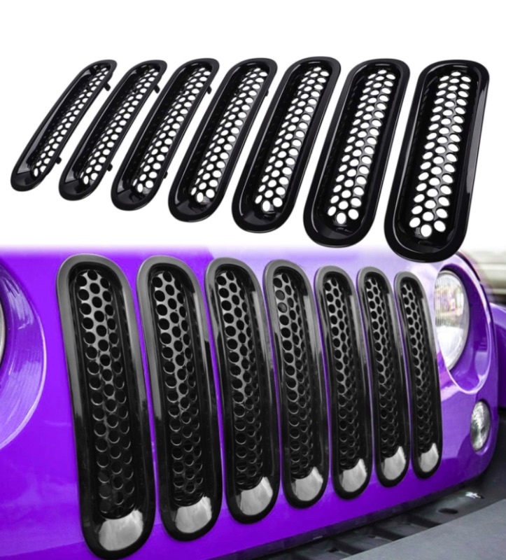 Photo 1 of 7PCS Front Grill Mesh Inserts for Jeep Wrangler JK JKU Sport Freedom Rubicon Sahara Unlimited 2007-2018 Exterior Accessories 