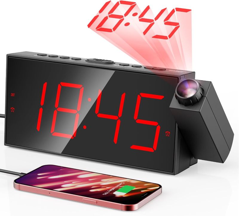 Photo 1 of Projection Alarm Clock, Digital Clock with 350° Rotatable Projector