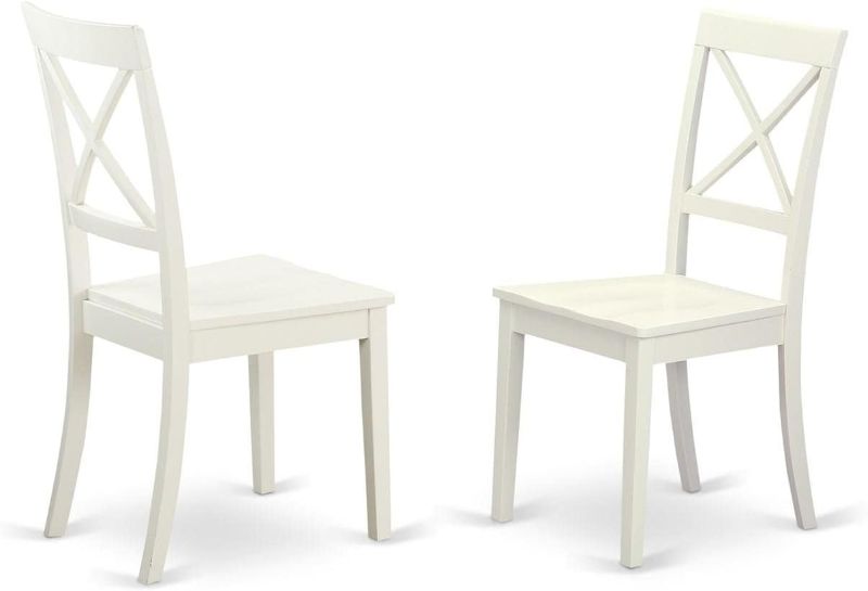 Photo 1 of East West Furniture Boston Dining Room Cross Back Solid Wood Seat Chairs, Set of 2