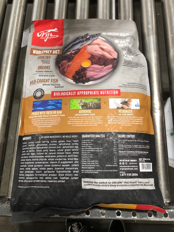 Photo 2 of ORIJEN Original Cat, Grain Free Dry Cat Food for All Life Stages, With WholePrey Ingredients, 12lb (Expiration date not listed)